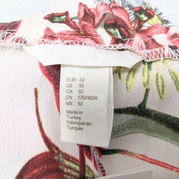 NWT H&M Floral Wide Leg Ankle Length Pants 10 - Picture 4 of 7